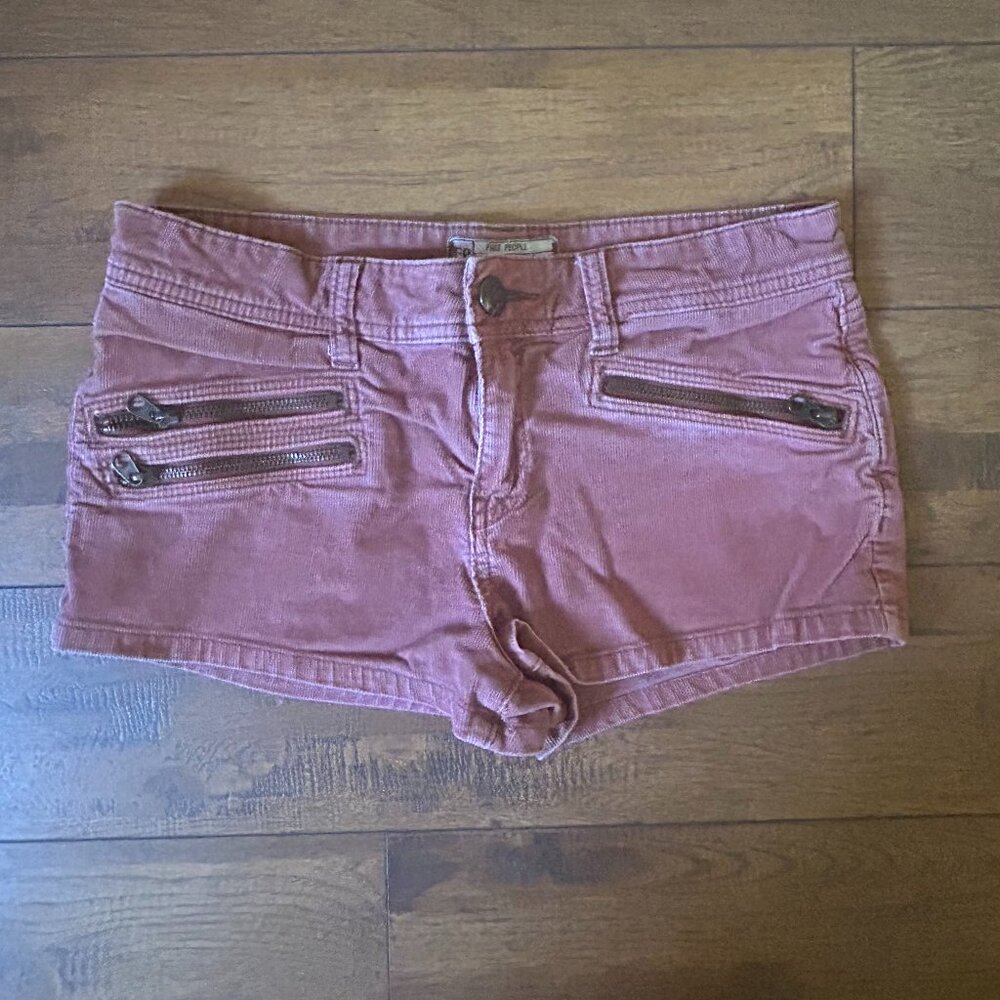 Free People - We the Free: corduroy shorts, orange-red, maroon color, size 27